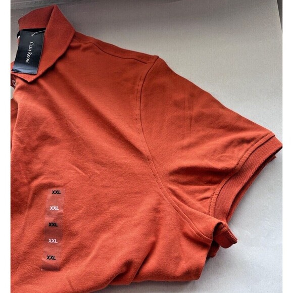 Club Room Men's Polo Shirt Ribbed Trim Short Sleeve Top Flame Orange Size 2XL - Picture 4 of 5